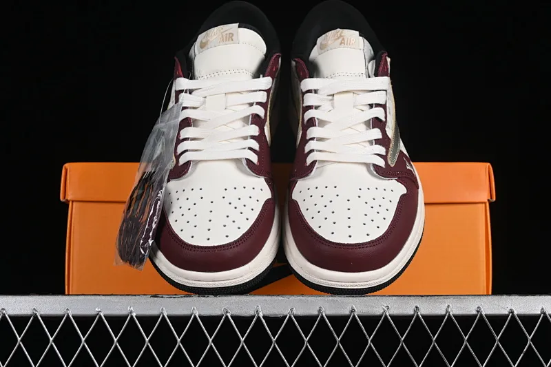 All categories Air Jordan Jordan series basketball shoes Air Jordan 1 Low Travis Scott x Fragment Design x Jordan Air Jordan 1 Low OG SP AJ1 Joe 1LV joint wine red print low-top cultural casual sneakers LX1988-400